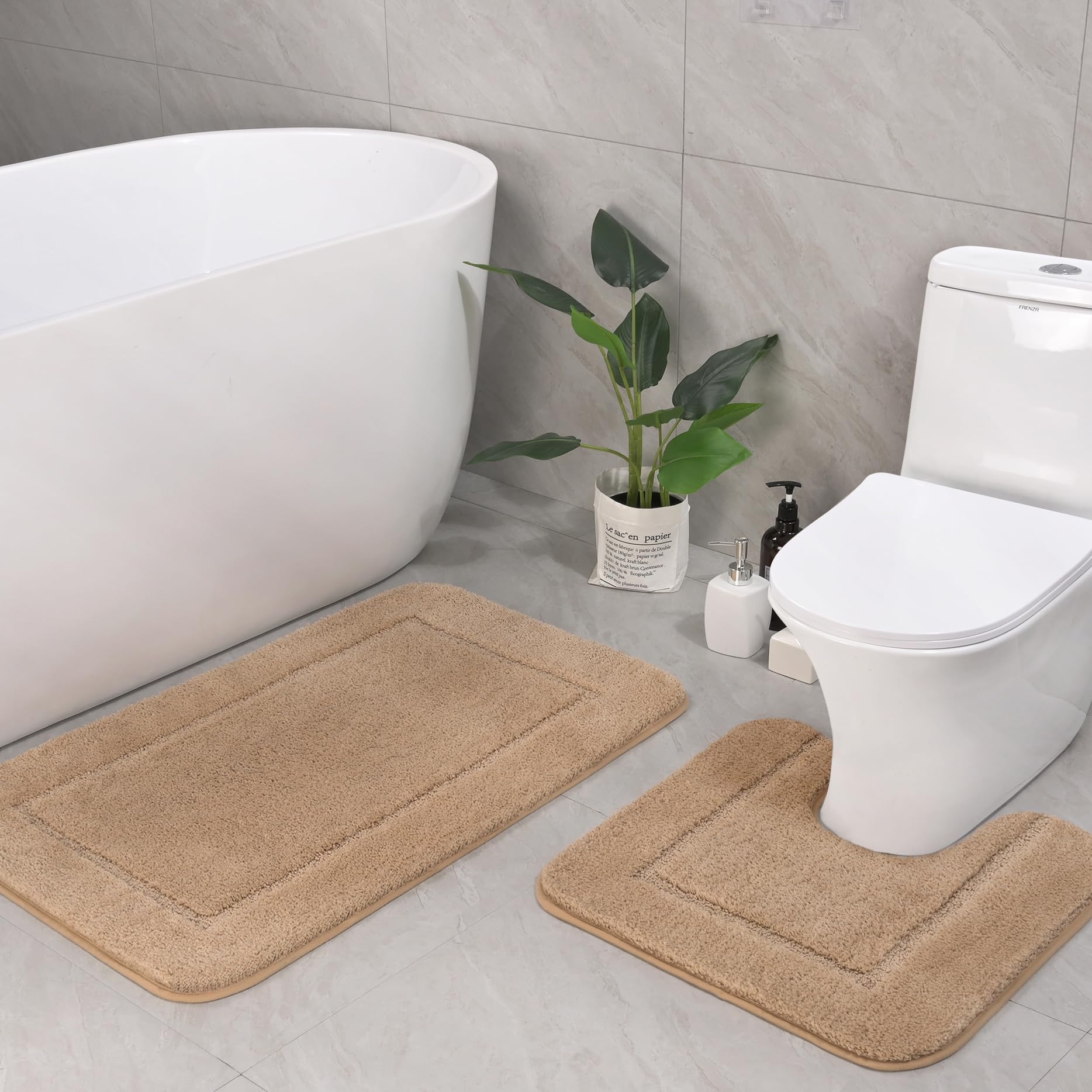 Amazon.com: LOCHAS Bathroom Rug Set Beige, Soft Bath Rug Set 2